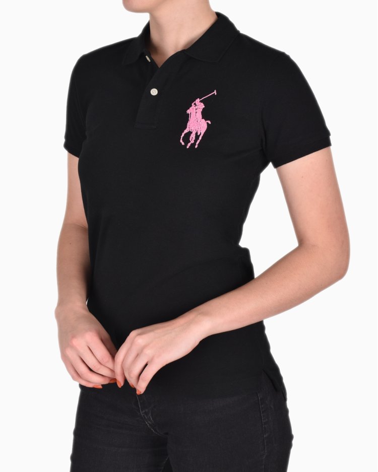 Camisa Ralph Lauren Original Polo Preta Bordado Miçanga Feminina